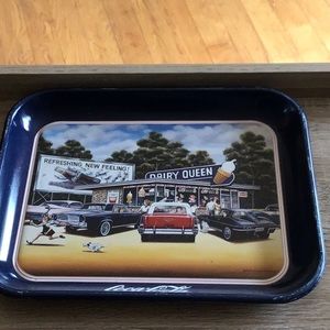 13.25 X 10.75 metal CocaCola tray with charming nostalgic scene